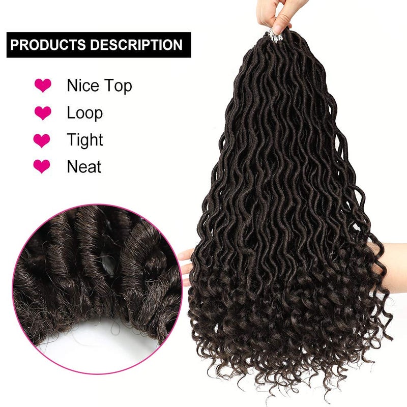 Ali Bling 6 Packs Goddess Locs Crochet Hair Wavy Curly Faux Locs Crochet Braids Synthetic Hair Extensions Crochet Low Temperature Braiding Hair Deep Wave Braiding Hair With Curly Soft (14" 6 Packs-4) - Image 3